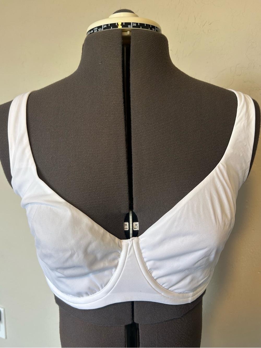 DOBREVA Balconette Bra White 36F Underwired Hook & Eye Back Closure F207 (1986)
